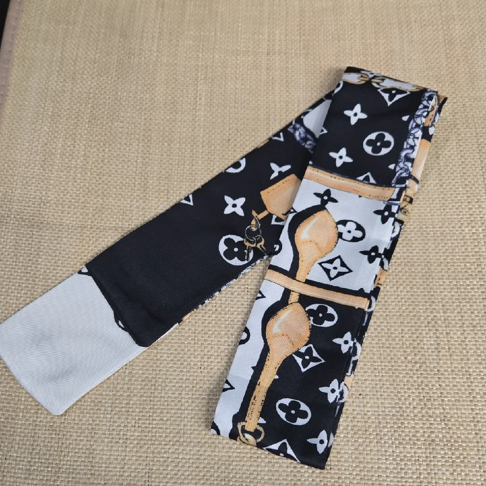 Designer Black and White Hair Scarf